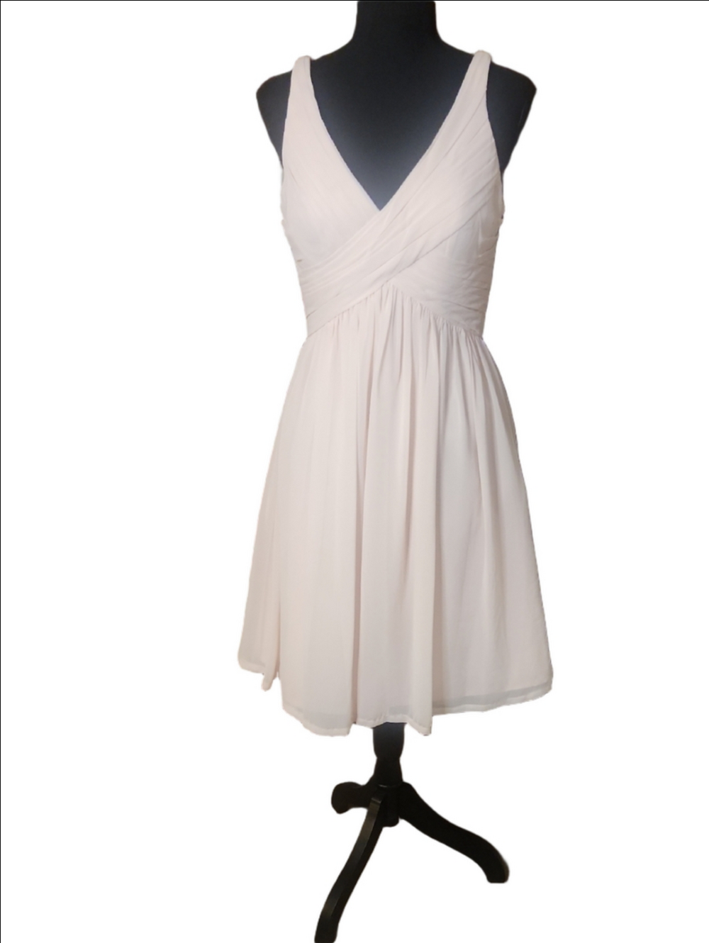 Bill Levkoff Pale Pink V-Neck Chiffon Midi Dress